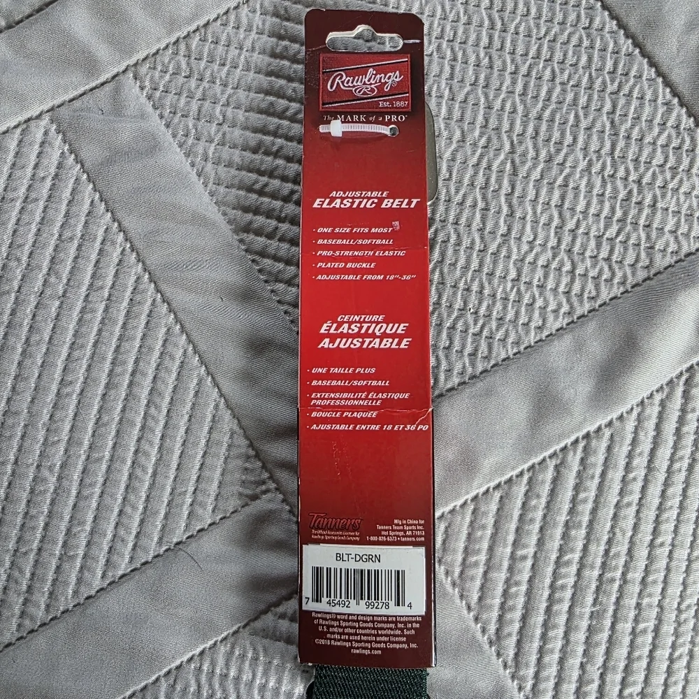 NWT Rawlings Adult Baseball/Softball Adjustable Elastic Belt In Dark Green